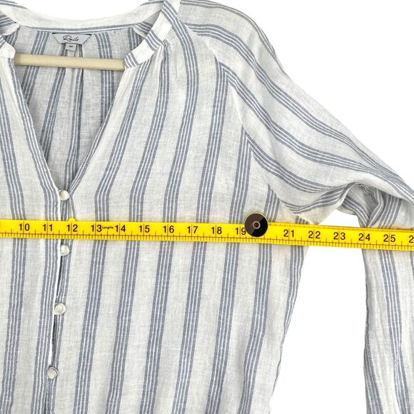 Rails Marti Cayman Stripe Blue White Button up Striped Long Sleeve Blouse Medium - Picture 8 of 8